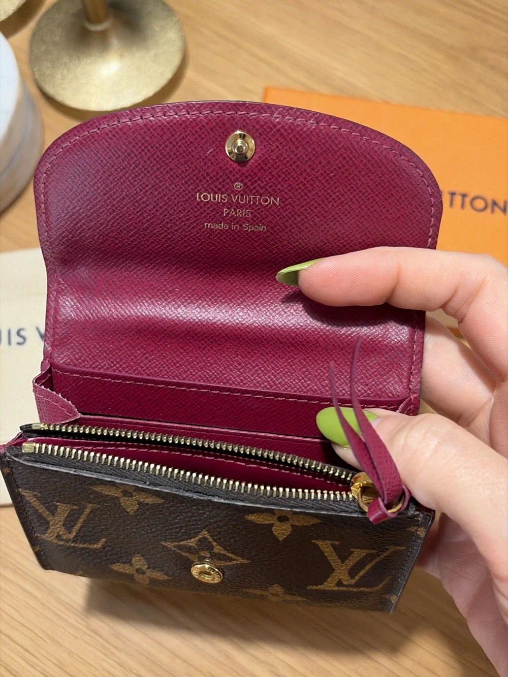 Louis Vuitton Monogram Canvas Brown Key & Card Pouch with Gold Snap